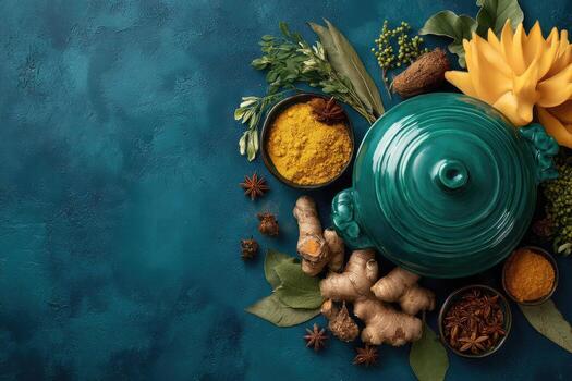 Aromatic spices and herbs for a culinary delight photo
