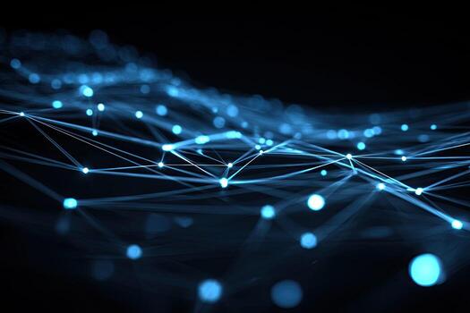 Abstract network of interconnected nodes and lines. A complex digital topology, suggesting data flow and connectivity photo