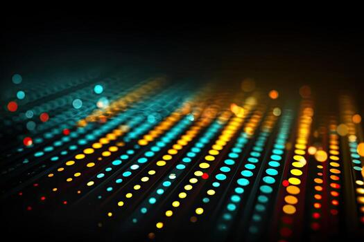 Abstract digital display panel with glowing lights photo