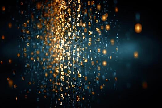 Binary code streams cascading photo