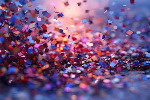 Explosive burst of vibrant, geometric confetti photo