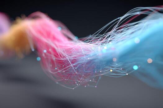 Abstract network of colorful threads and points photo