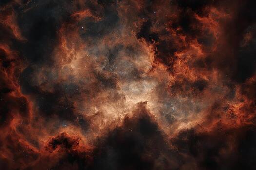 Cosmic nebula swirls in fiery hues photo