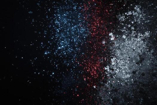 Exploding colored particles on a dark background photo