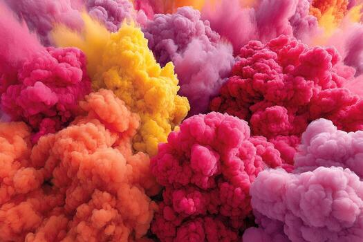 Explosive burst of vibrant colored smoke photo