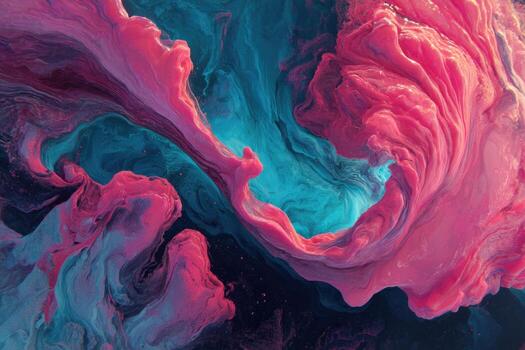 Abstract fluid acrylic painting, vibrant colors swirling in dynamic motion photo