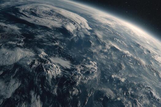 Earth from space, showing clouds and landmasses photo