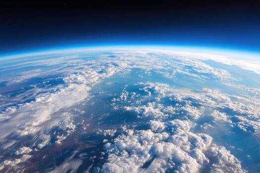 Earth from space, vast atmosphere and clouds photo