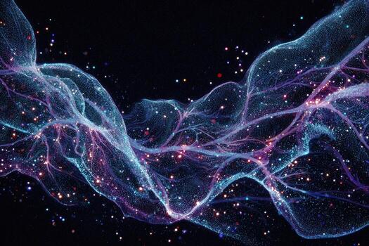 Abstract digital flow of luminous particles photo