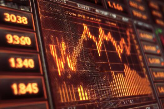 Financial market data display with fluctuating trends photo