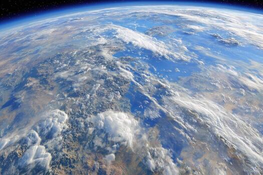 Earth from space, detailed view of continents and clouds photo