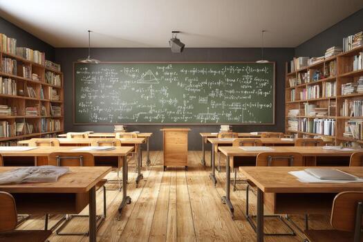 Classroom interior, study, learning photo