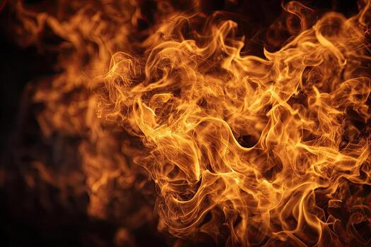 Fiery flames dance in a chaotic display photo