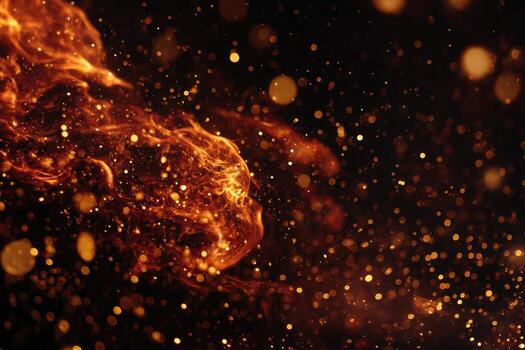 Fiery abstract display of flames and sparks photo
