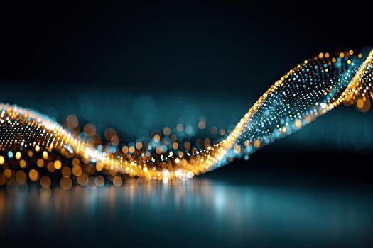 Dynamic particle flow, swirling gold and teal photo