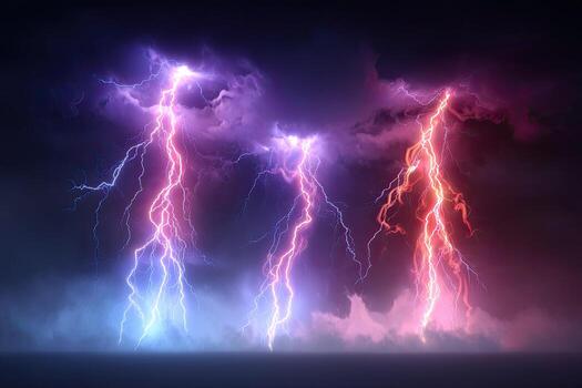 Powerful storm with vibrant lightning photo