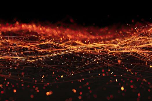 Abstract network of glowing particles photo