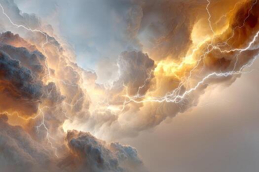 Epic storm clouds, vibrant lightning photo