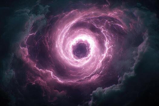 Cosmic vortex swirling through stormy clouds photo