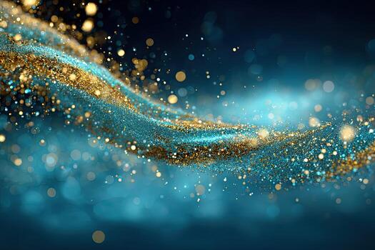 Gold and teal abstract flow photo