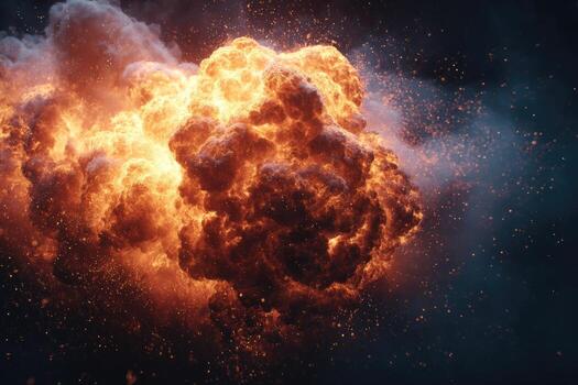 Explosive fiery cloud engulfing the night photo