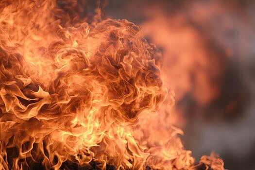 Fiery flames engulfing an area photo