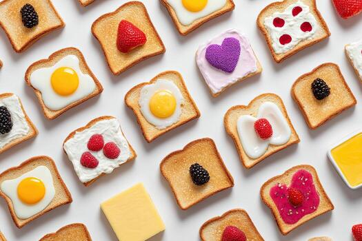 Creative toast creations with various toppings photo