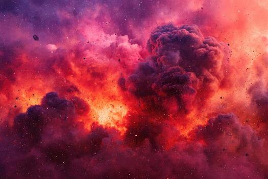 Fiery, chaotic cosmic clouds photo
