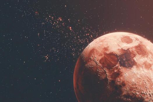 Rusty moon in cosmos photo