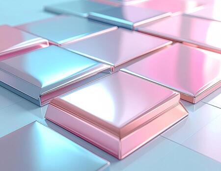 Close-up of overlapping, polished, pastel-colored squares photo