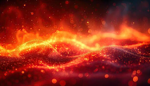 Abstract fiery waves of glowing particles photo