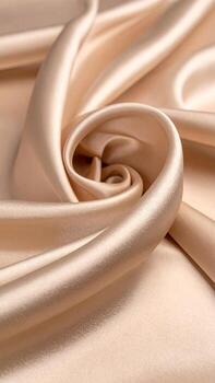 Cream-toned silk fabric, swirling in a graceful, heart-like pattern photo