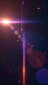 Cosmic light flares, vibrant colors, deep space photo
