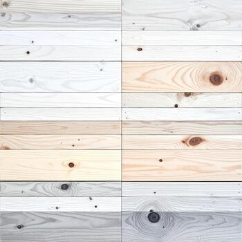 Close-up of light wood planks. Different shades of white and beige. Patterned in squares photo