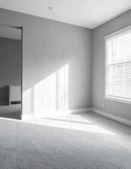 Empty room bathed in natural light, showcasing a neutral color palette photo