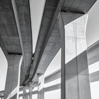 Grey concrete highway overpasses photo