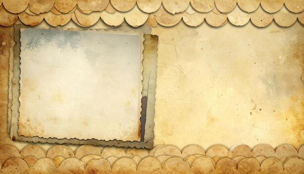 Aged photos layered on textured background