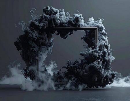 Dark smoke swirls frame photo