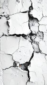 Cracked white surface with deep fissures photo