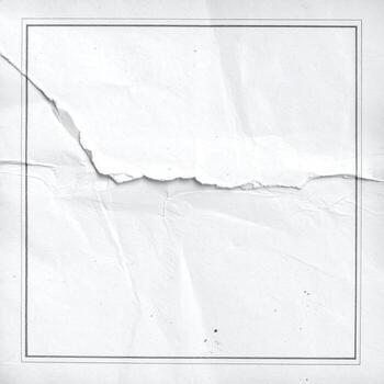 Square, wrinkled, white paper with a torn edge photo