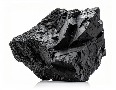 Close-up of a dark, rough chunk of coal photo