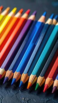 Close-up of colorful pencils, various shades photo