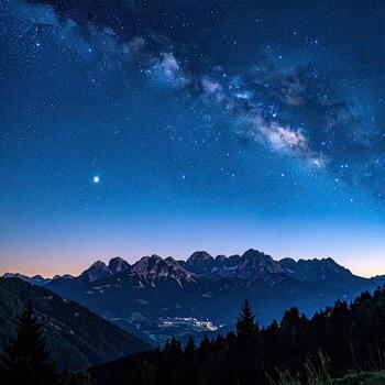 Milky Way over alpine peaks photo