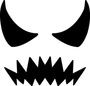 Evil pumpkin face silhouette with angry eyes. Menacing Jack-o'-lantern expression for creating scary Halloween monster graphics. vector