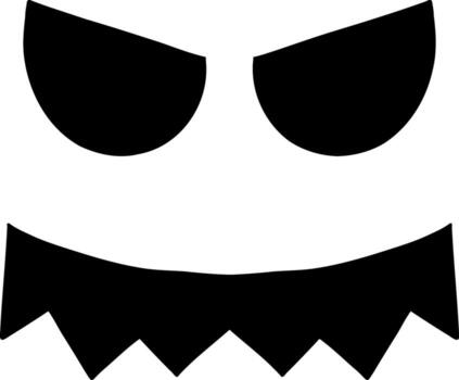 Angry Jack-o'-lantern face icon. Simple black silhouette of a scary pumpkin expression for creating Halloween characters. vector