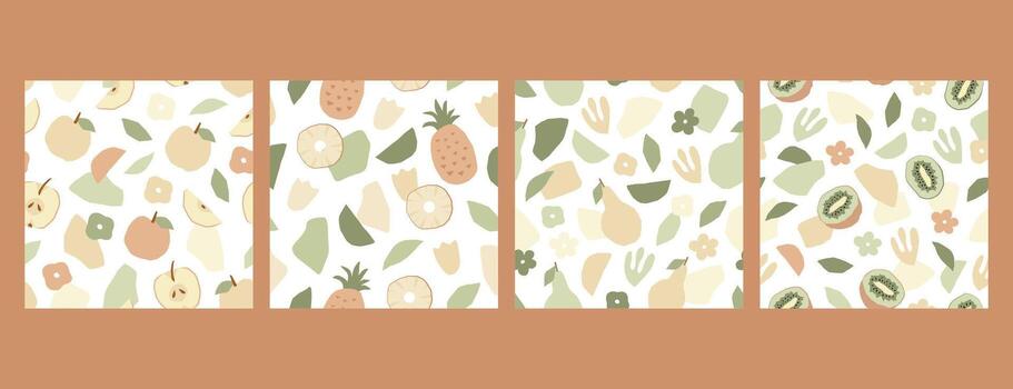 Colorful fruit and leaf patterns design vector