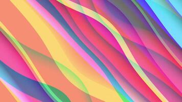 Colorful abstract background with layered wavy diagonal lines in bright vibrant colors. Dynamic flowing curved lines pattern animation. Full HD and looping background. video