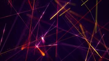 colorato raggiante laser travi sfondo con che esplode particelle e lampeggiante alto velocità laser. Questo laser leggero mostrare sfondo animazione è pieno HD e un' senza soluzione di continuità ciclo continuo. video