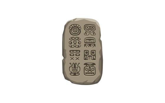 Ancient Tablet with Carved Glyphs A Illustration of a Stone Slab Featuring Ancient Writing and Symbolism for Historical or Archaeological Projects vector