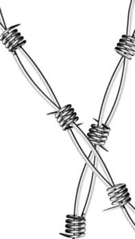 Vertical design features halftone barbed wire in a retro collage style. The paper cut 3D elements add depth and texture, creating an engaging visual experience for viewers. vector